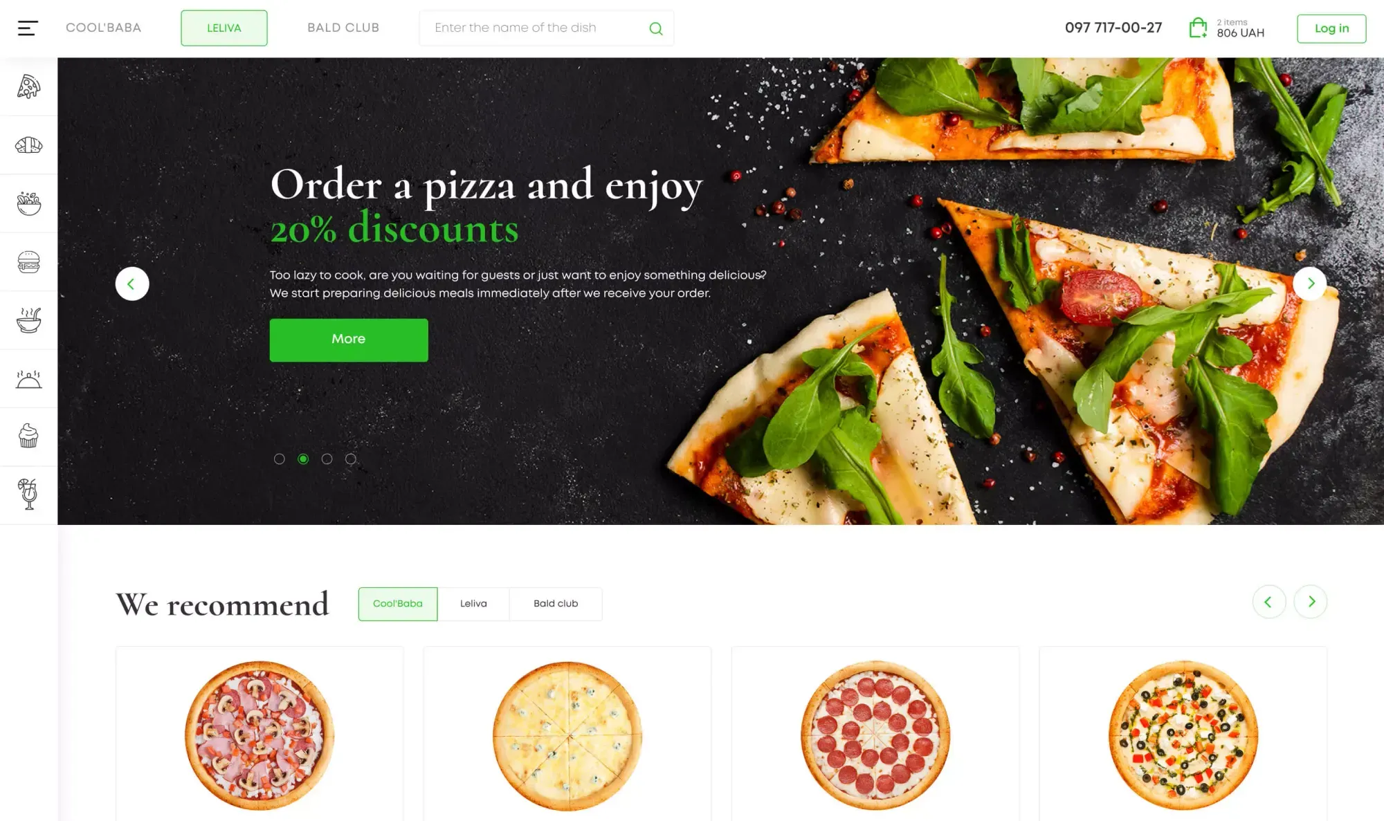 Дизайн головної сторінки проєкту Ресторатор, який керує трьома закладами, кожен з яких має унікальний стиль, концепцію та атмосферу, що кардинально відрізняються один від одного