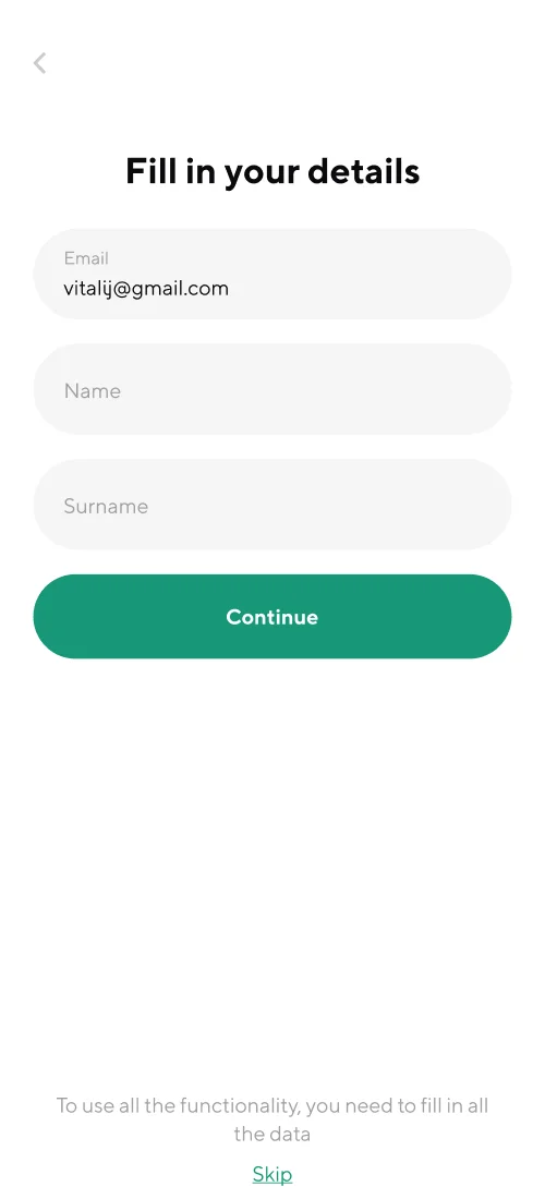 Registration and login - mobile interface 3