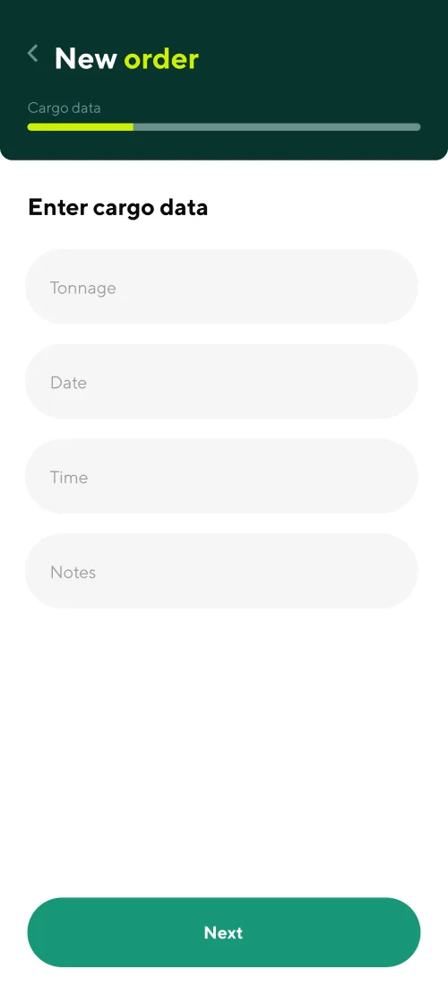 New order - mobile interface 2