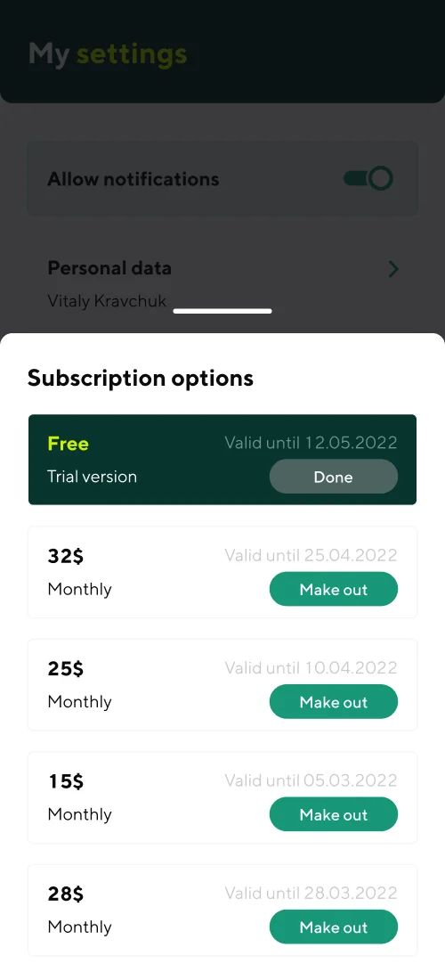 My settings and name farming - mobile interface 2