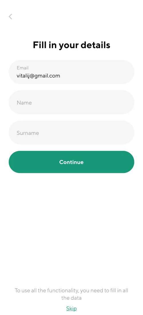 Registration and login - mobile interface 3