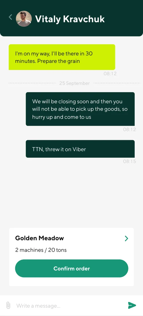 History and chats - mobile interface 2
