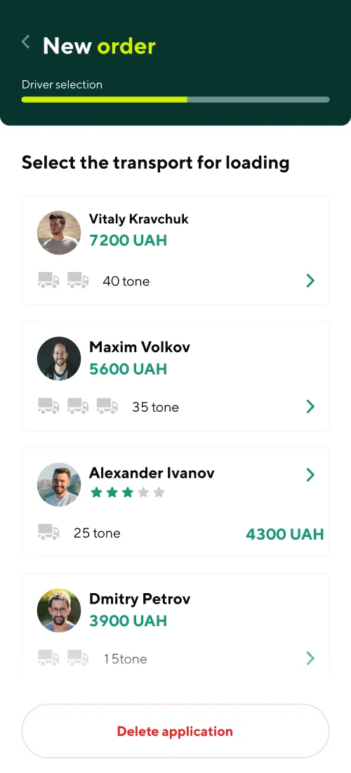 Нові замовлення - мобільний інтерфейс 6